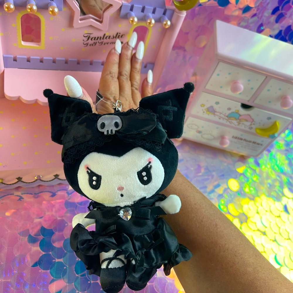 Sanrio Kuromi Midnight Series Lolita Angel Plush Keychain